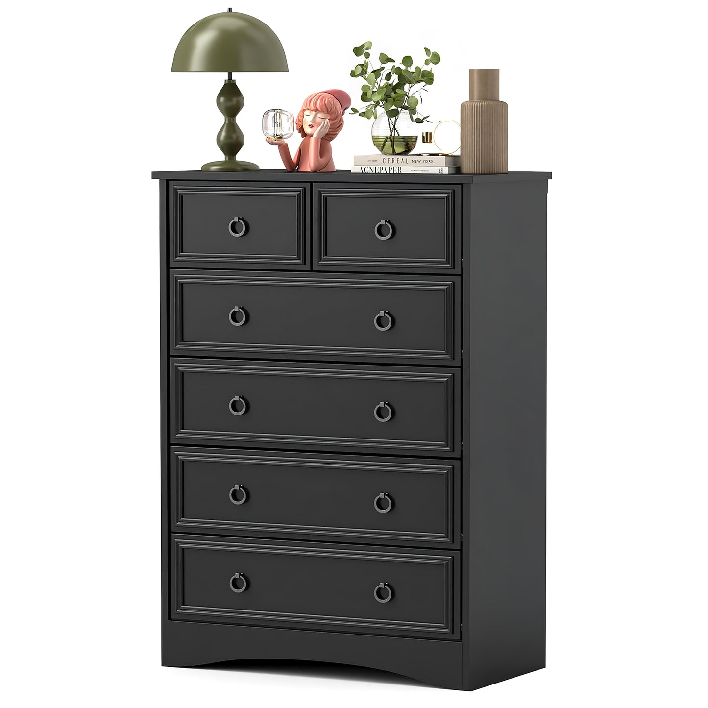 Modern 6 Drawer Dresser, Tall Storage Cabinet Chest of Drawers