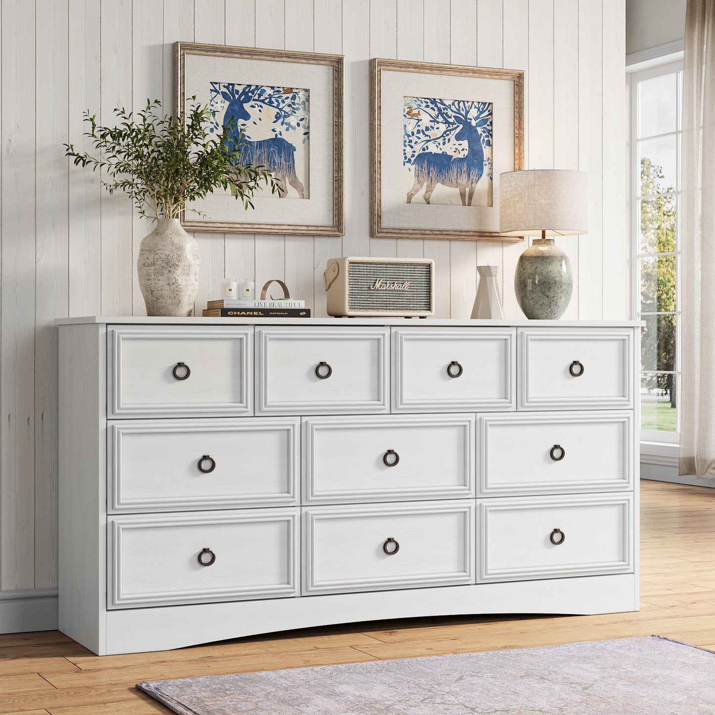 10 Drawer Dresser, 59" Dresser for Bedroom, Chest of Drawers for TV Stand