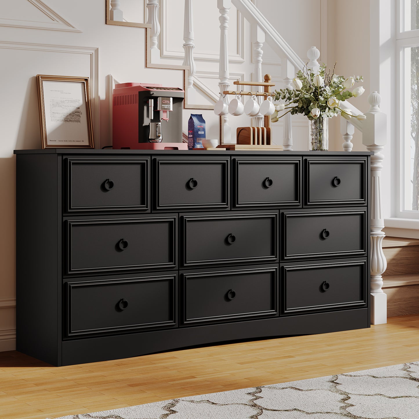 10 Drawer Dresser, 59" Dresser for Bedroom, Chest of Drawers for TV Stand