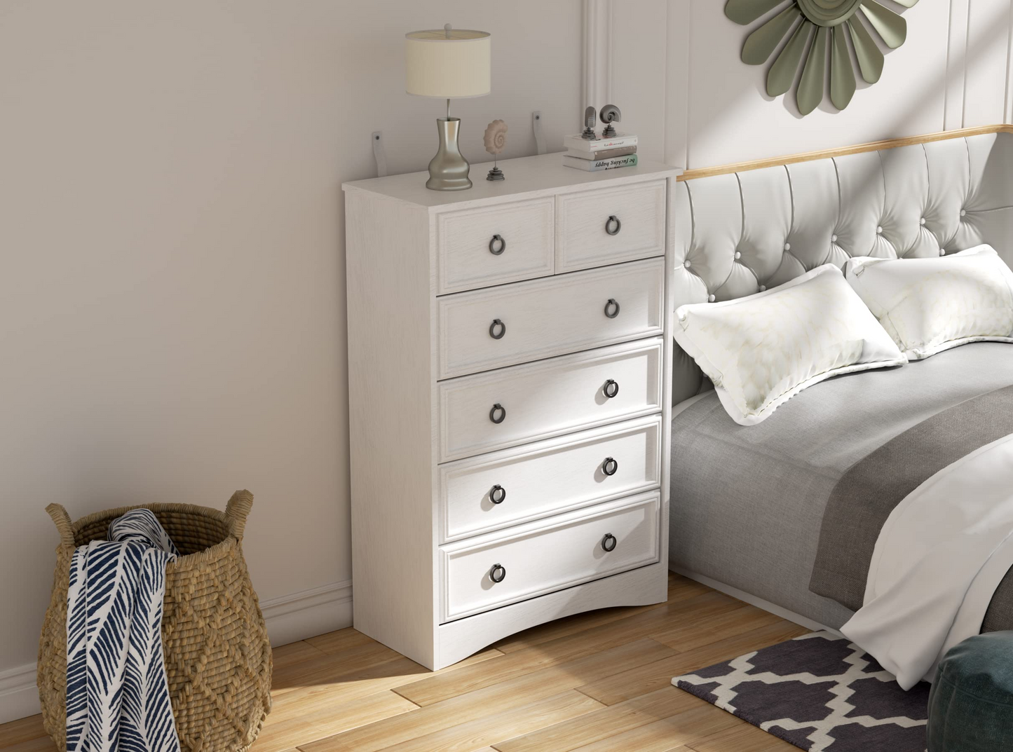 Modern 6 Drawer Dresser, Tall Storage Cabinet Chest of Drawers