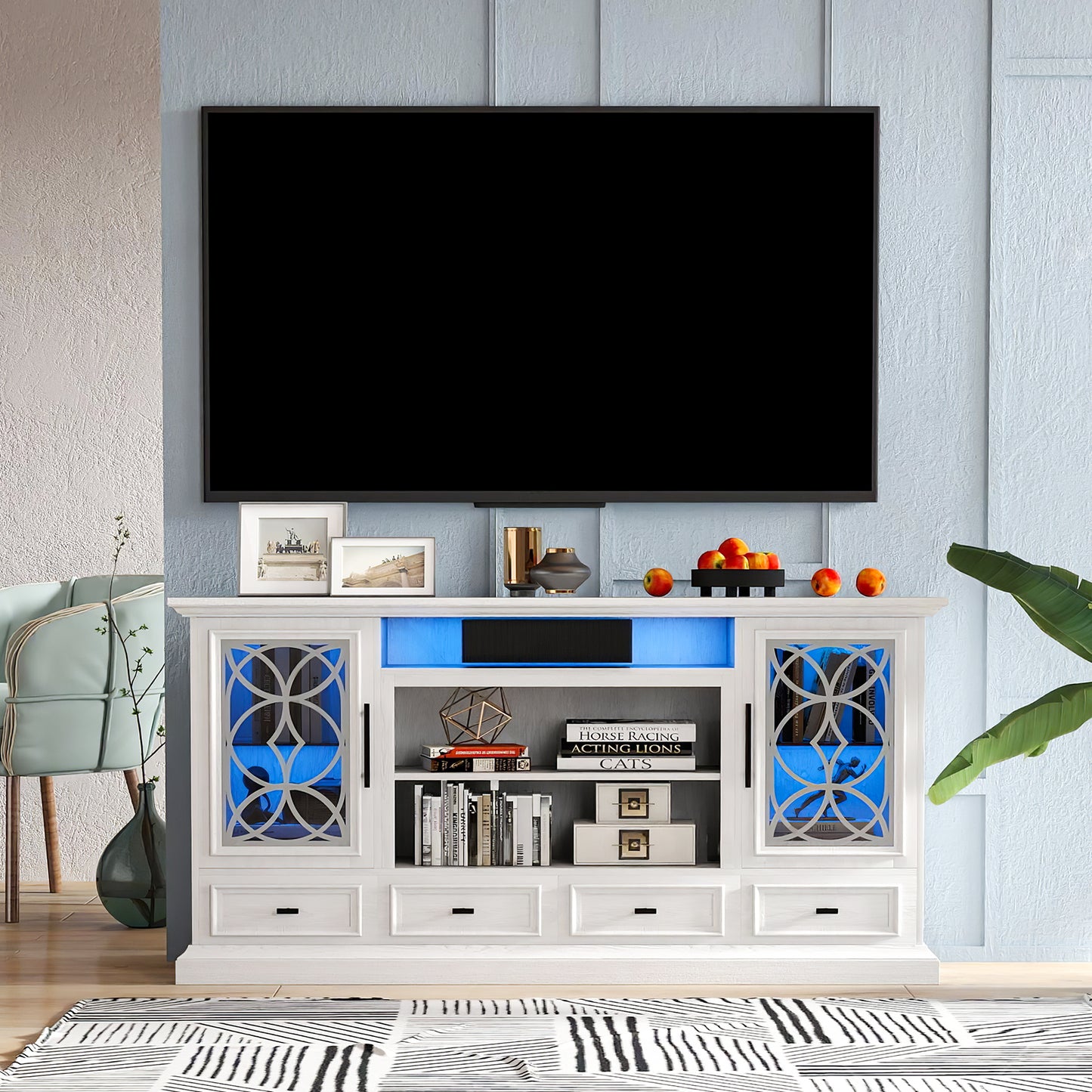 70" TV Stand for TVs up to 80" with RGB LED Lights for Living Room