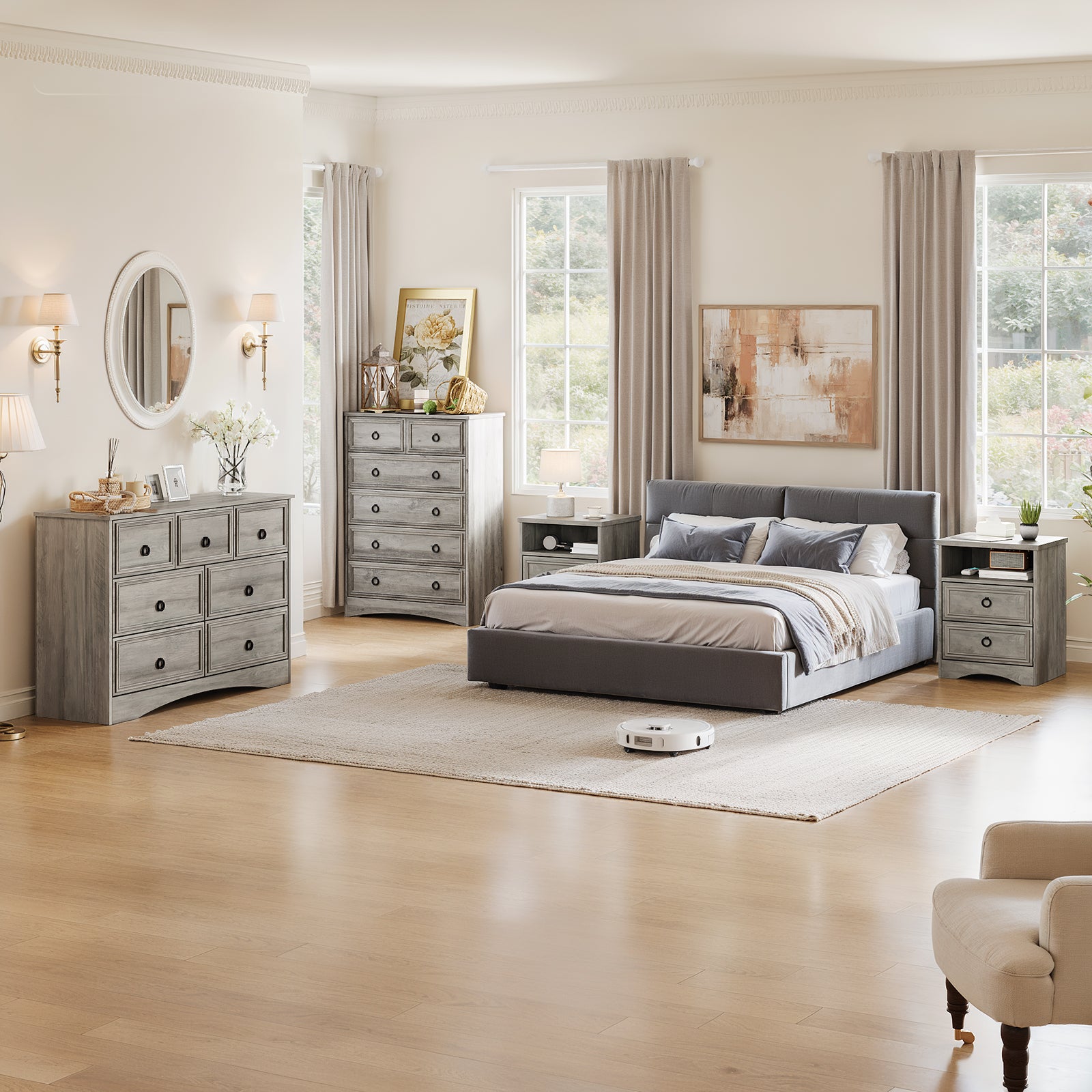 Holliwill Dresser Nightstands Set, 4 Pieces Bedroom Furniture Set, Wid My Store Holliwill Dresser Nightstands Set, 4 Pieces Bedroom Furniture Set, Wid My Store