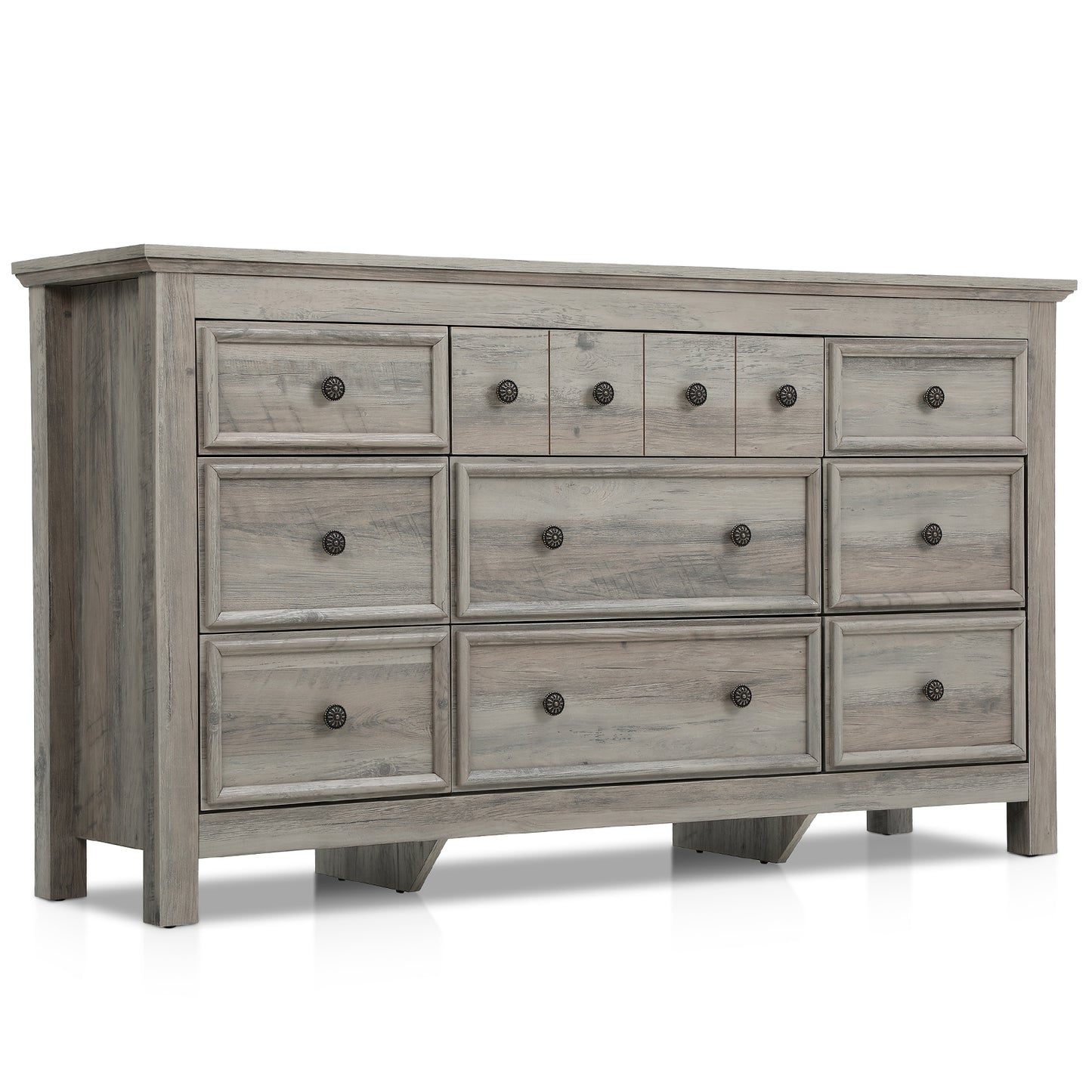 9 Drawers Dresser for Bedroom, Farmhouse Long Dresser for Living Room