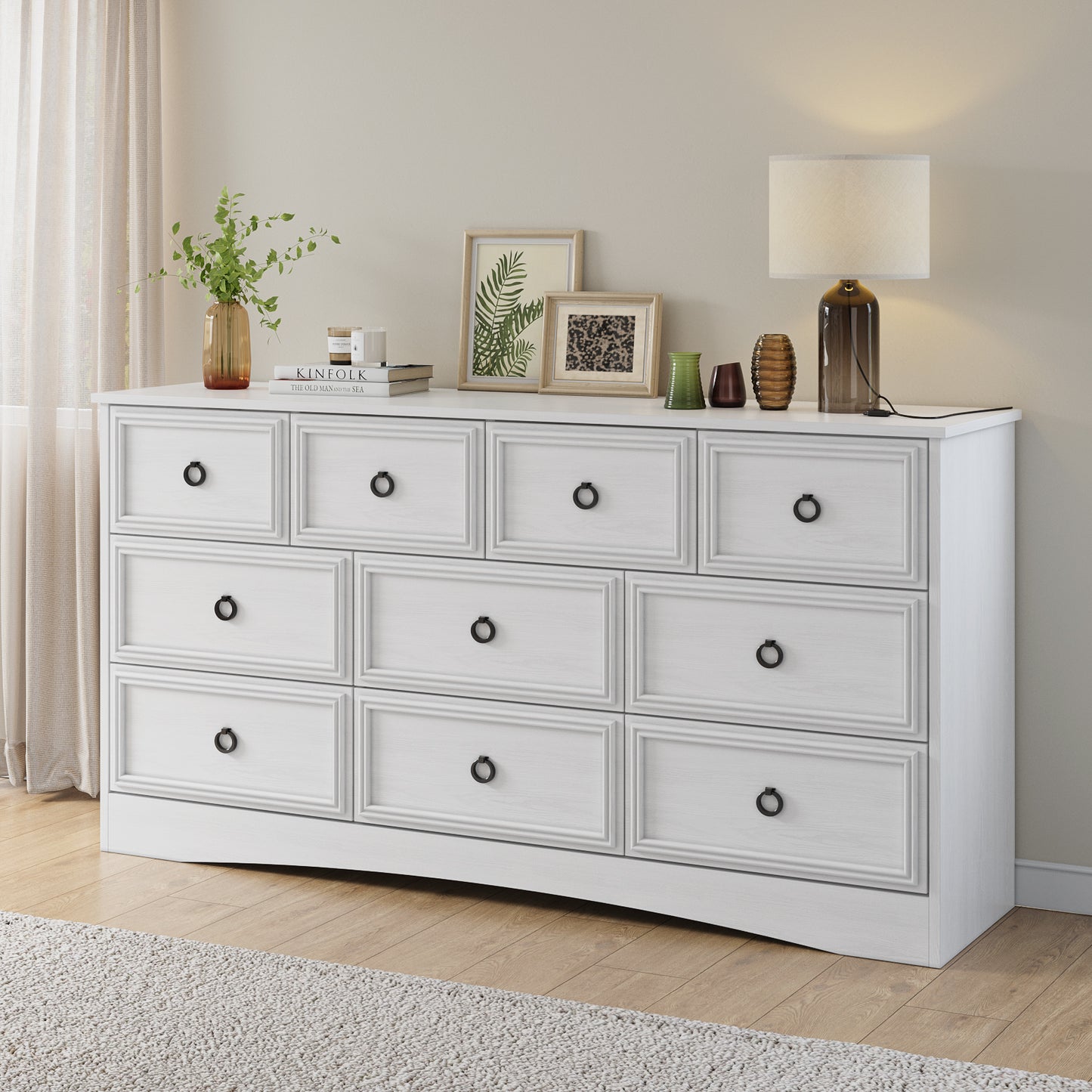 10 Drawer Dresser, 59" Dresser for Bedroom, Chest of Drawers for TV Stand