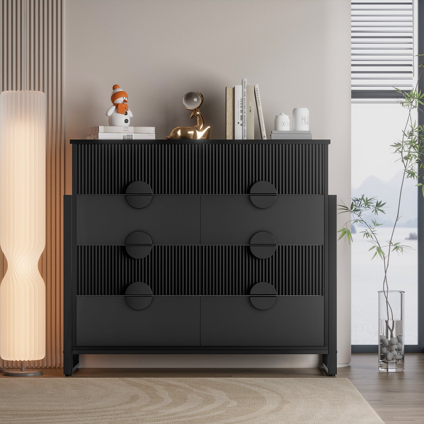 8 Drawer Dresser for Bedroom, Fluted Double Chest of Drawers