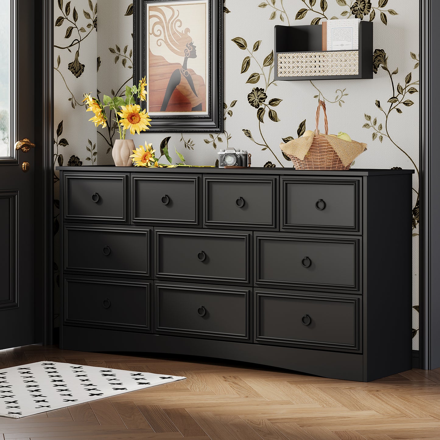 10 Drawer Dresser, 59" Dresser for Bedroom, Chest of Drawers for TV Stand