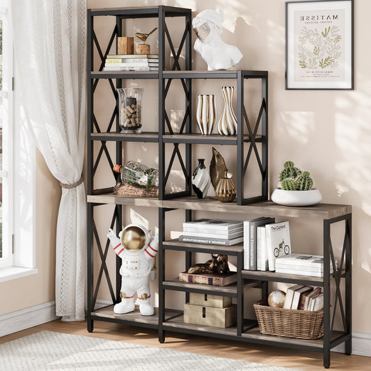 70 Inch Tall Bookshelf with 14 Storage Shelves, Book Shelves for Living Room, Etagere Bookcase with Metal Frame, 55 Inch Wide Industrial Bookshelves, Modern Display Shelf for Home Office