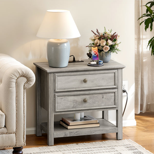 Holliwill 2 Drawer Dressers for Bedroom with Charging Station, Modern ...