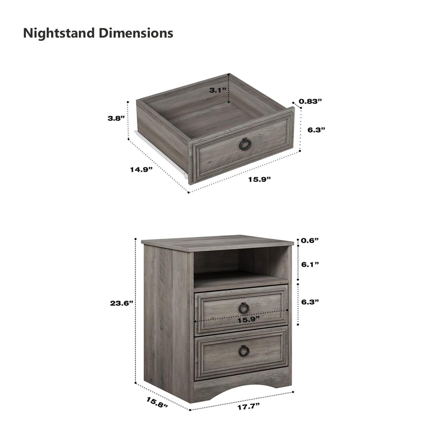 Holliwill Dresser Nightstands Set, 4 Pieces Bedroom Furniture Set, Wide 10 Drawer Dresser, Tall 6 Drawer Dresser and 2 Drawer Nightstand, Grey